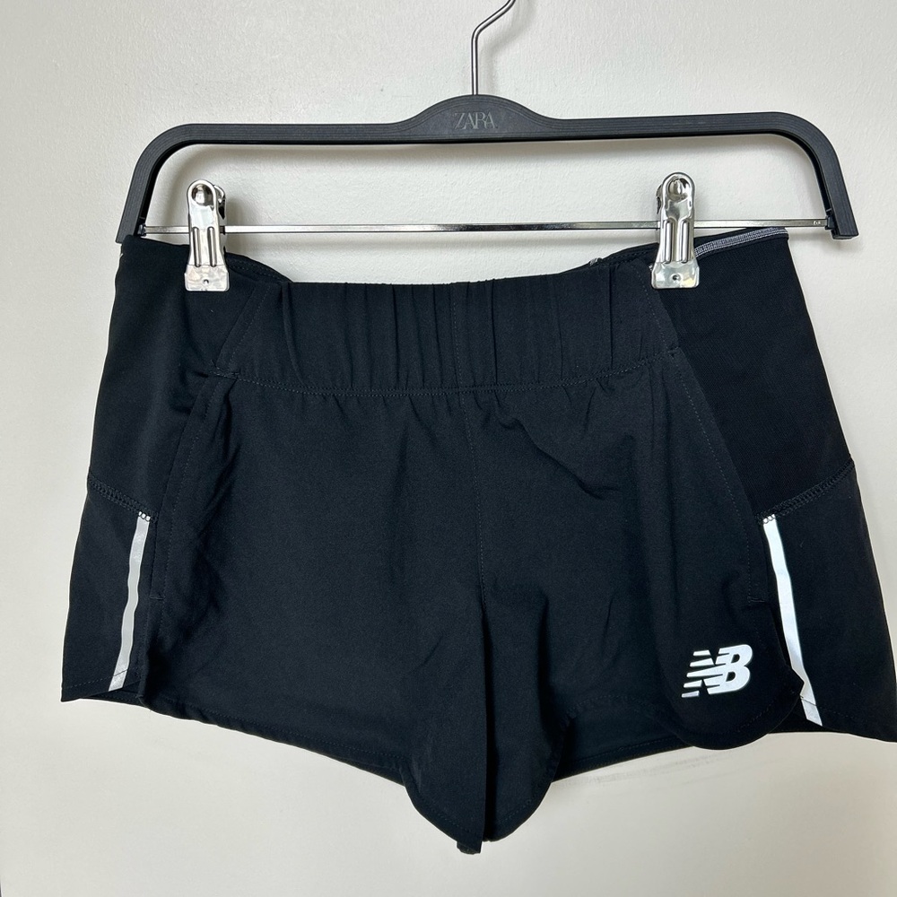 New Balance Women's Black Athletic Running Shorts with Reflective Trim